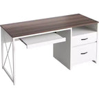 Bureau d'ordinateur Bestier 55'' avec tiroir pour clavier et tiroirs classeurs, bureau industriel avec rangement, bureau en bois pour professeur pour bureau à domicile