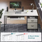 Bureau d'ordinateur Bestier 55'' avec tiroir pour clavier et tiroirs classeurs, bureau industriel avec rangement, bureau en bois pour professeur pour bureau à domicile