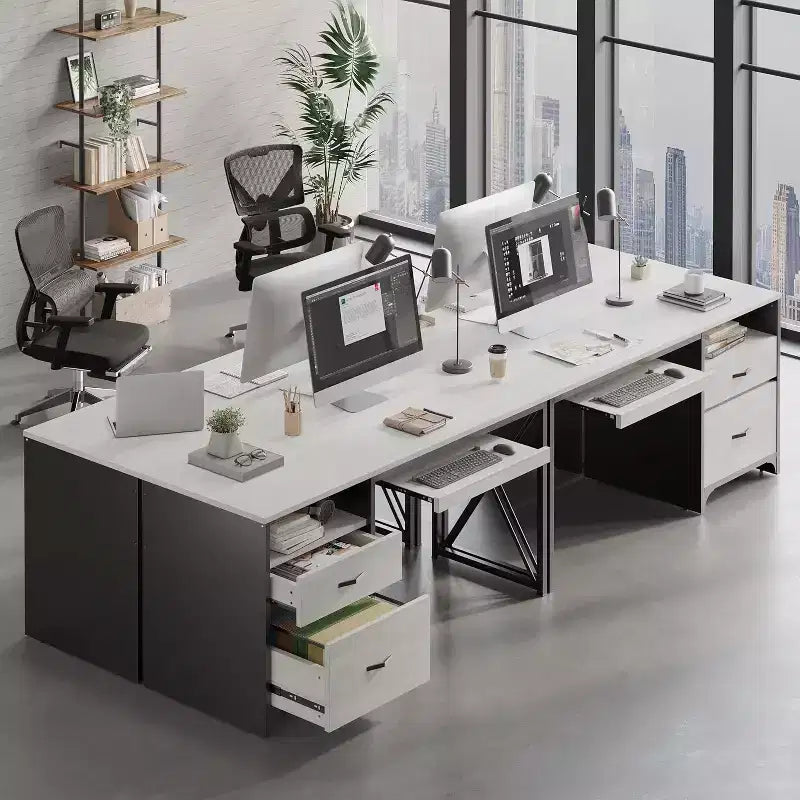Bureau d'ordinateur Bestier 55'' avec tiroir pour clavier et tiroirs classeurs, bureau industriel avec rangement, bureau en bois pour professeur pour bureau à domicile