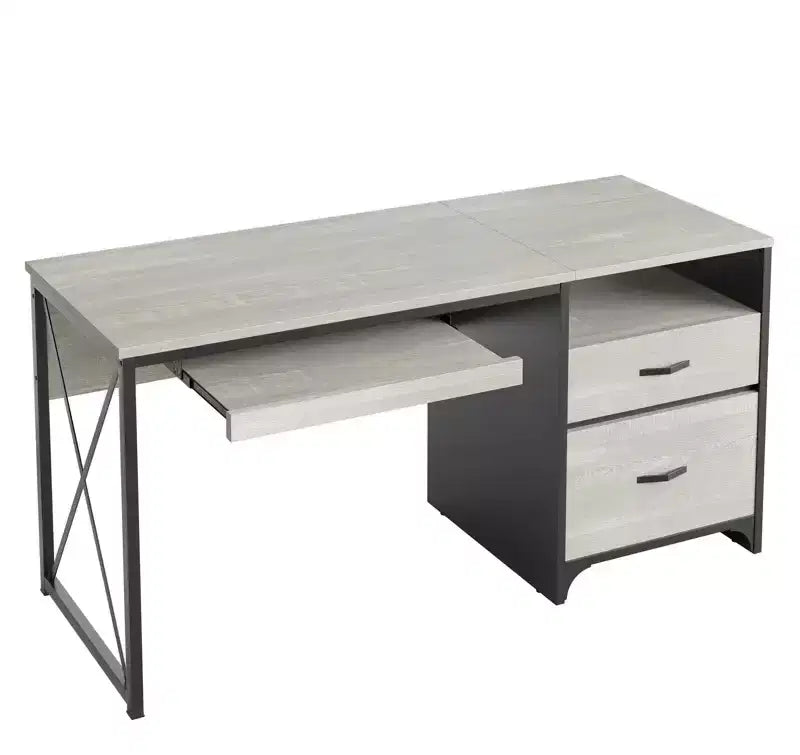 Bureau d'ordinateur Bestier 55'' avec tiroir pour clavier et tiroirs classeurs, bureau industriel avec rangement, bureau en bois pour professeur pour bureau à domicile