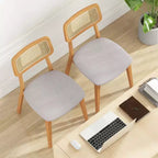 Costway Lot de 2/4 chaises de salle à manger en bois de rotin avec dossier en cannage, cadre en bois d'hévéa et assise rembourrée