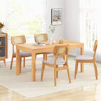 Costway Lot de 2/4 chaises de salle à manger en bois de rotin avec dossier en cannage, cadre en bois d'hévéa et assise rembourrée