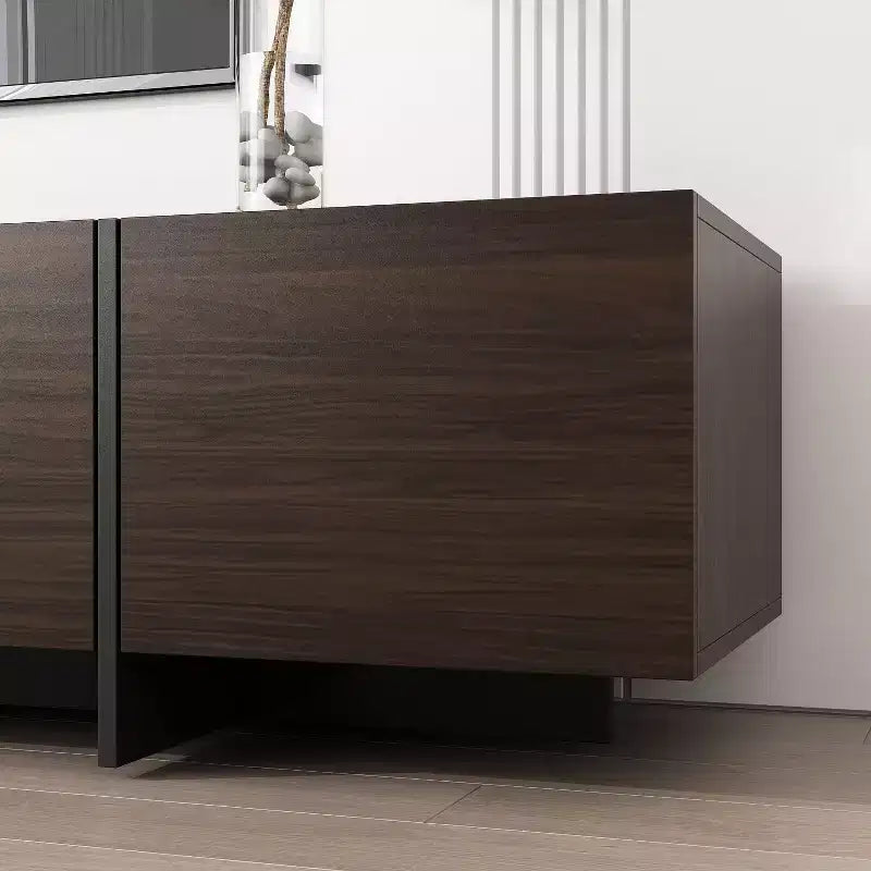 Meuble TV Marron Famapy Long Aspect Bois 4 Tiroirs de Rangement