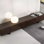 Meuble TV Marron Famapy Long Aspect Bois 4 Tiroirs de Rangement