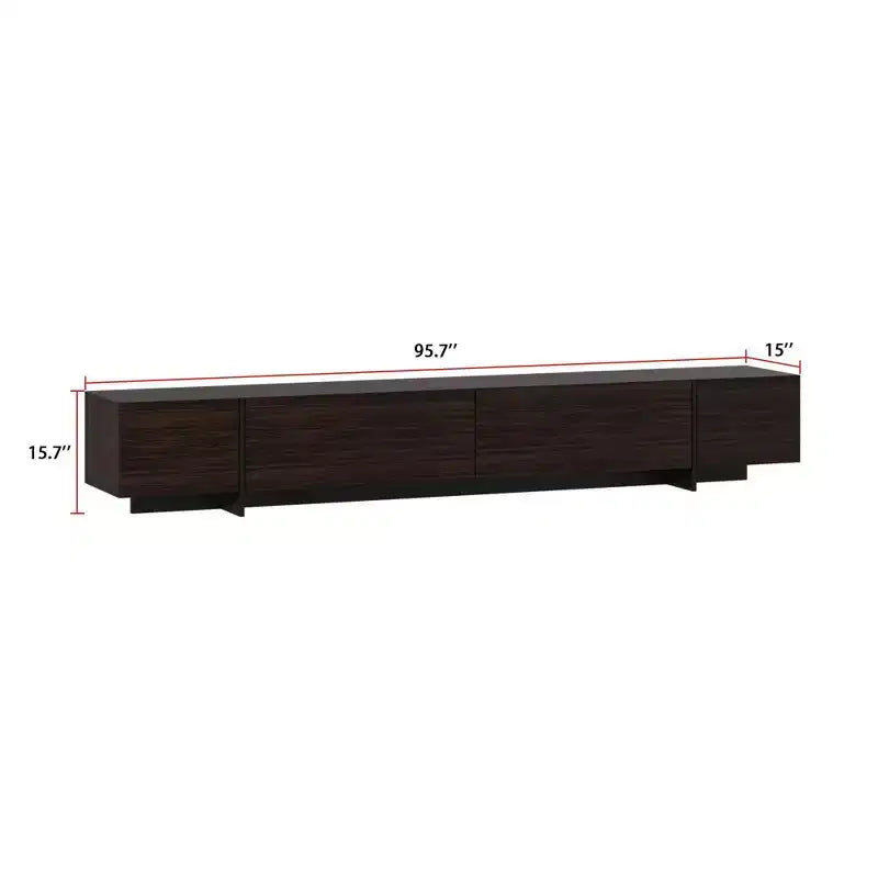 Meuble TV Marron Famapy Long Aspect Bois 4 Tiroirs de Rangement