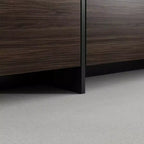 Meuble TV Marron Famapy Long Aspect Bois 4 Tiroirs de Rangement