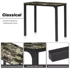 VECELO Ensemble de 3 pièces table et chaises de bar hauteur comptoir, Table de salle à manger rectangulaire pour 2 avec chaises en cuir PU et plateau en marbre
