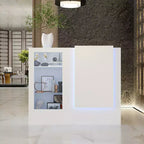 Comptoir de réception d'angle blanc Famapy avec vitrine en verre trempé