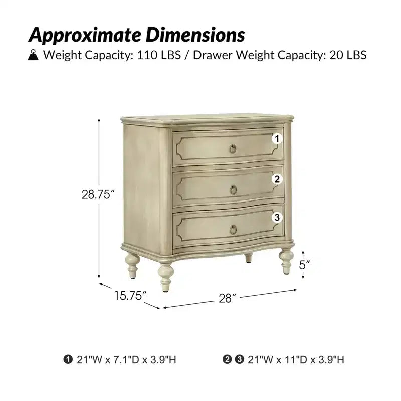 Table d'appoint à 3 tiroirs Linus (lot de 2) | ART OF LIVING DESIGNS