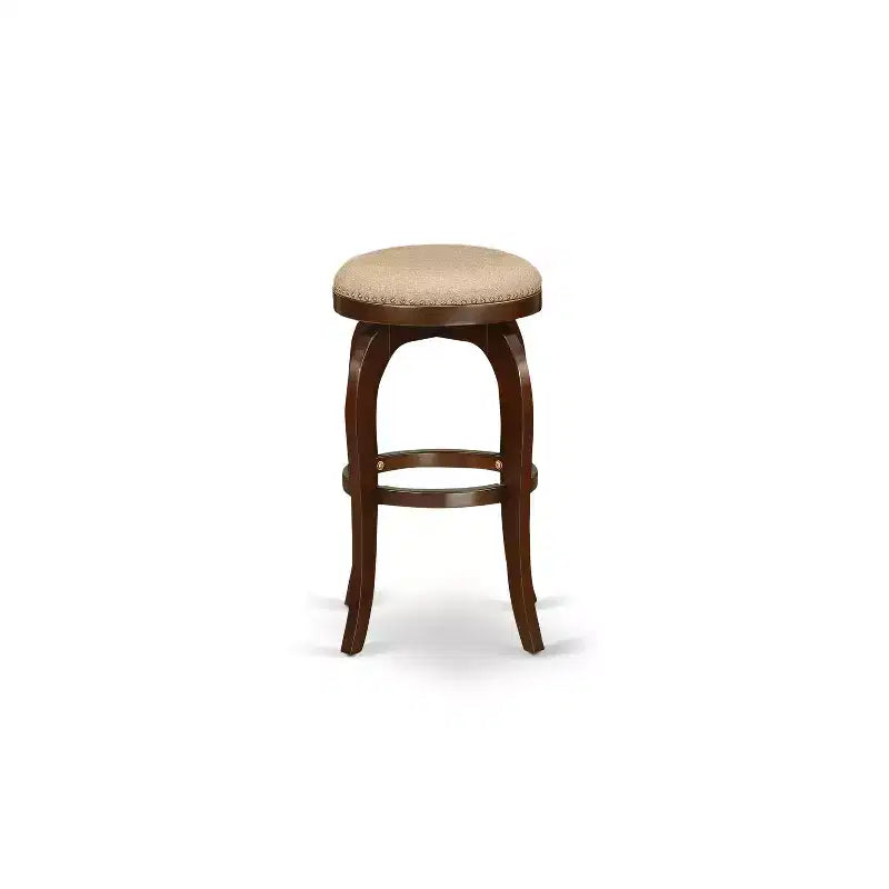 HomeStock Tabouret de bar de comptoir rond sans dossier en bois, 76 cm de hauteur, finition marron, avec revêtement en similicuir