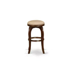 HomeStock Tabouret de bar de comptoir rond sans dossier en bois, 76 cm de hauteur, finition marron, avec revêtement en similicuir