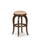 HomeStock Tabouret de bar de comptoir rond sans dossier en bois, 76 cm de hauteur, finition marron, avec revêtement en similicuir