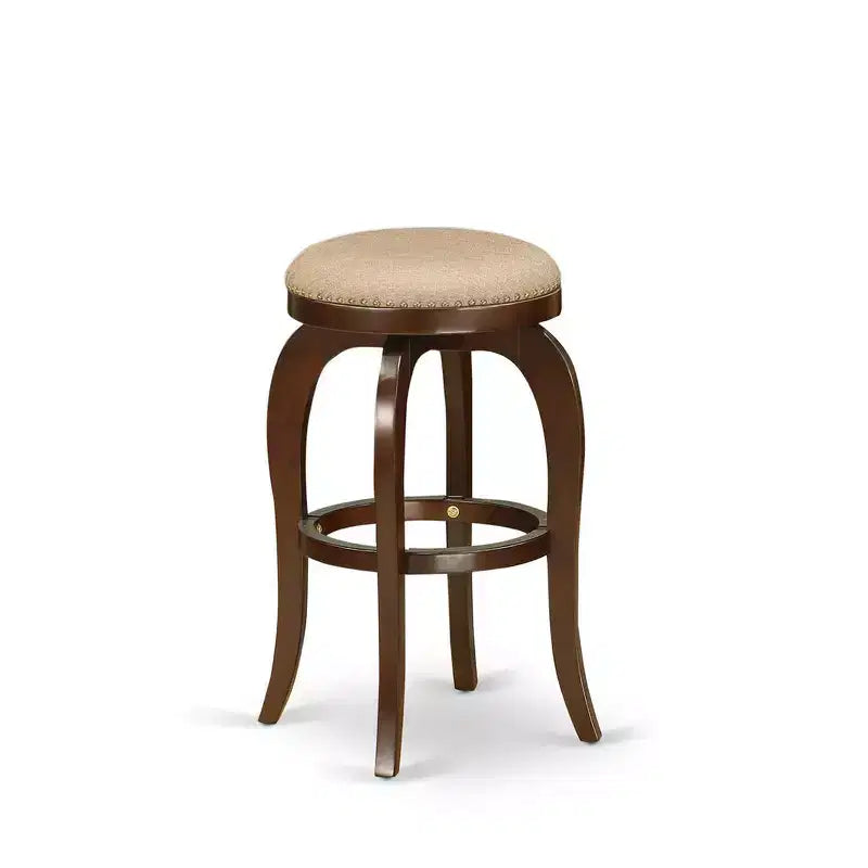 HomeStock Tabouret de bar de comptoir rond sans dossier en bois, 76 cm de hauteur, finition marron, avec revêtement en similicuir