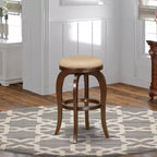 HomeStock Tabouret de bar de comptoir rond sans dossier en bois, 76 cm de hauteur, finition marron, avec revêtement en similicuir