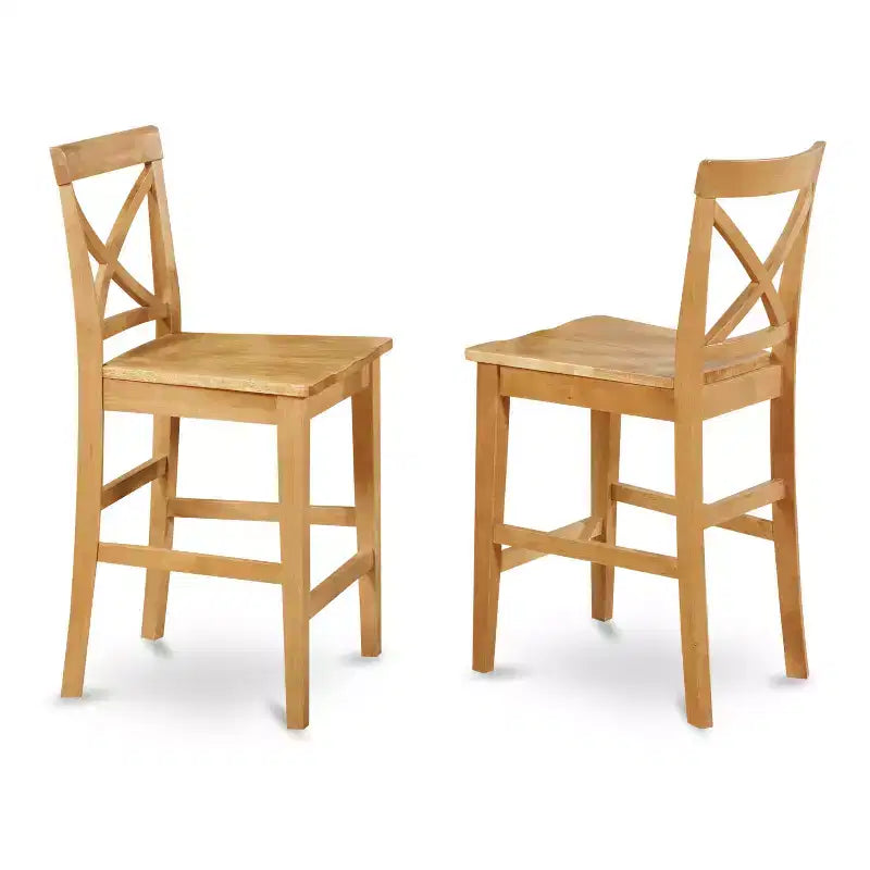 HomeStock Tabouret de bar en bois, mi-dossier, 61 cm de hauteur, finition beige, forme rectangulaire, non rembourré
