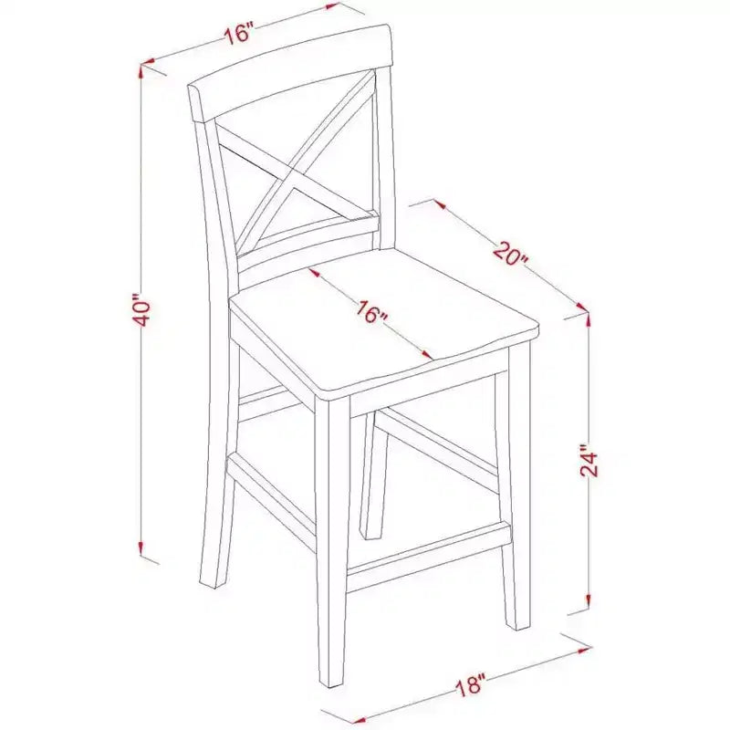 HomeStock Tabouret de bar en bois, mi-dossier, 61 cm de hauteur, finition beige, forme rectangulaire, non rembourré