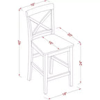 HomeStock Tabouret de bar en bois, mi-dossier, 61 cm de hauteur, finition beige, forme rectangulaire, non rembourré