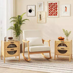 Costway Table de Chevet 1/2 PCS en Bambou avec 2 Tiroirs de Rangement et Façades en Verre Trempé Cannelé pour Chambre à Coucher