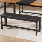 Ensemble table de cuisine extensible 3 pièces VECELO 63" avec bancs, salle à manger moderne pour 8/6/4 personnes, noir/marron/blanc