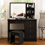 Famapy 39,4W Coiffeuse Miroir avec Tabouret et Tiroirs de Rangement