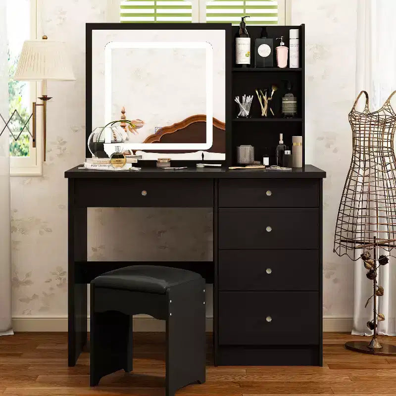 Famapy 39,4W Coiffeuse Miroir avec Tabouret et Tiroirs de Rangement