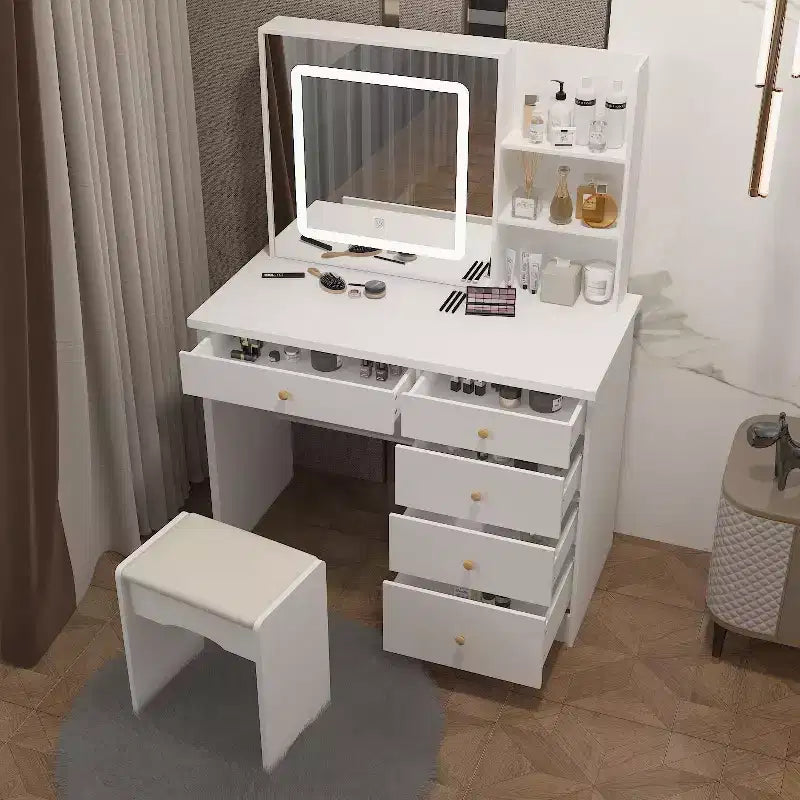 Famapy 39,4W Coiffeuse Miroir avec Tabouret et Tiroirs de Rangement