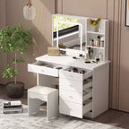 Famapy 39,4W Coiffeuse Miroir avec Tabouret et Tiroirs de Rangement