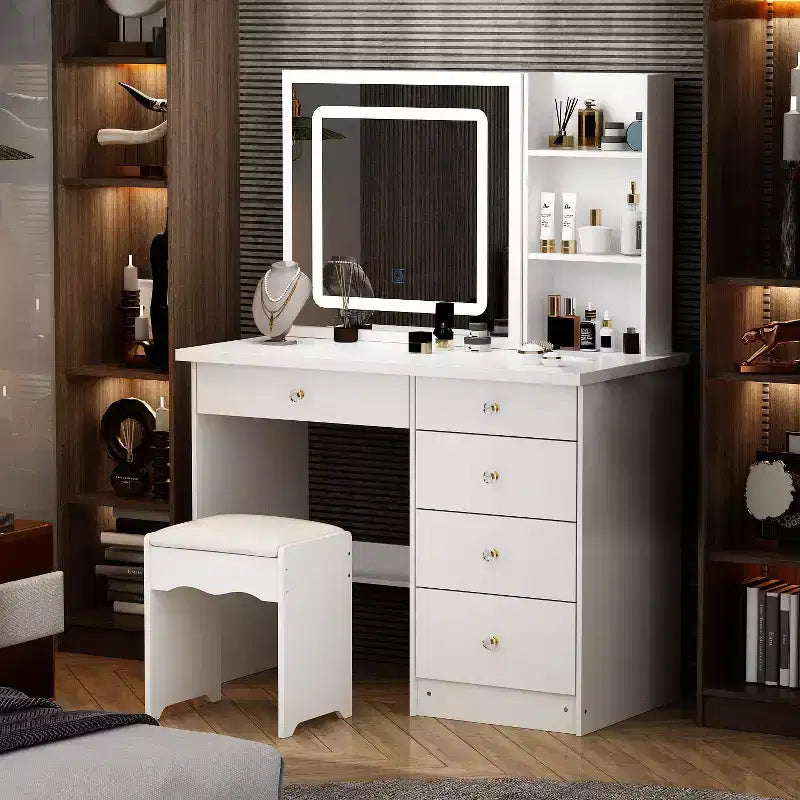 Famapy 39,4W Coiffeuse Miroir avec Tabouret et Tiroirs de Rangement
