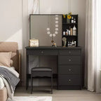 Famapy 39,4W Coiffeuse Miroir avec Tabouret et Tiroirs de Rangement