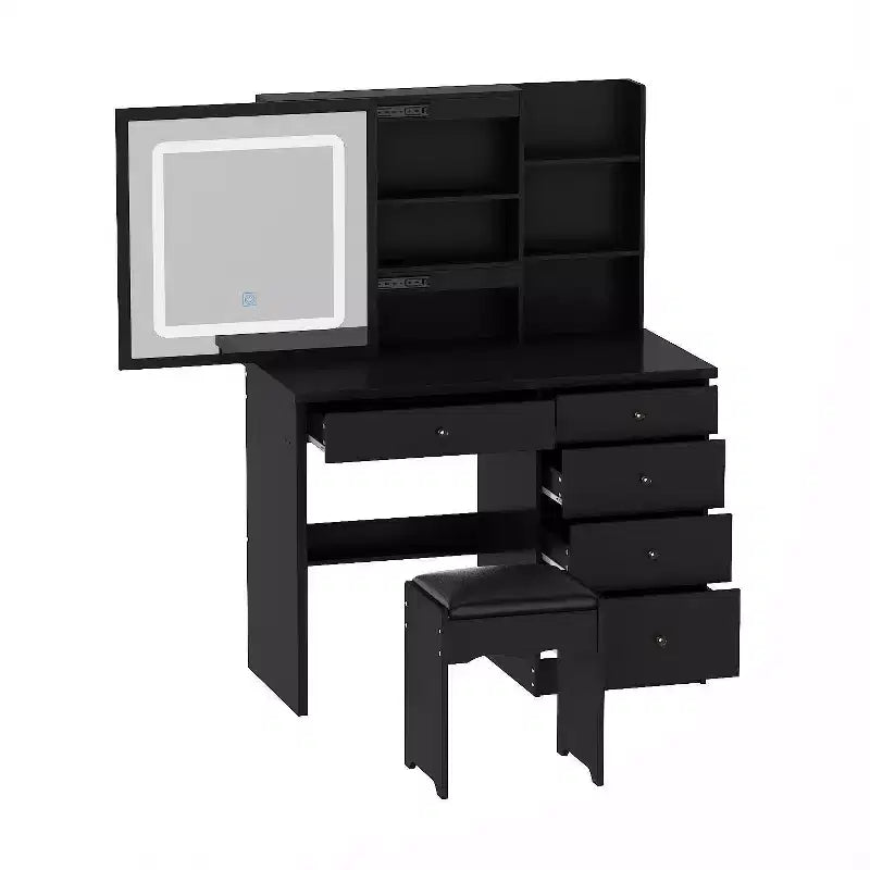 Famapy 39,4W Coiffeuse Miroir avec Tabouret et Tiroirs de Rangement