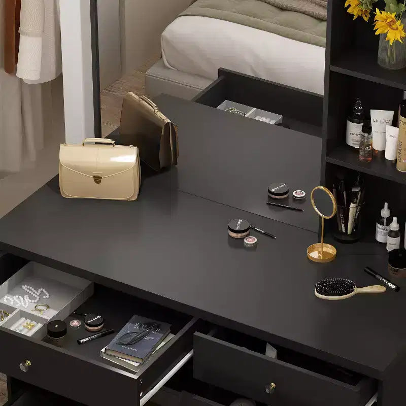 Famapy 39,4W Coiffeuse Miroir avec Tabouret et Tiroirs de Rangement