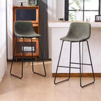 Tabourets de bar à hauteur de comptoir FERPIT en fausse fourrure (lot de 2), tabourets de bar rembourrés avec repose-pieds