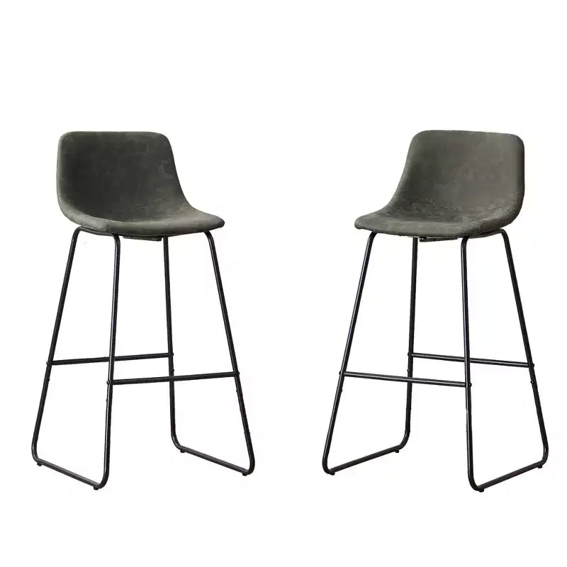 Tabourets de bar à hauteur de comptoir FERPIT en fausse fourrure (lot de 2), tabourets de bar rembourrés avec repose-pieds