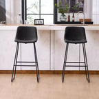 FERPIT Faux Shearling Counter Height Bar Stools Set of 2, Upholstered Bar Stools with Footrest