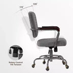 Cole, chaise de bureau en similicuir, 27,12 P x 24,75 L x 36,25-39,37 H, gris