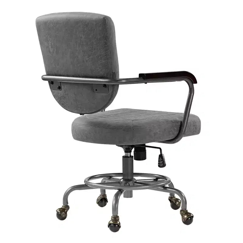 Cole, chaise de bureau en similicuir, 27,12 P x 24,75 L x 36,25-39,37 H, gris