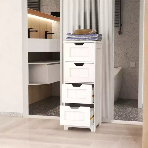 Meuble de rangement pour linge AndMakers, 30 cm L x 30 cm P x 83 cm H, en bois blanc, avec 4 tiroirs