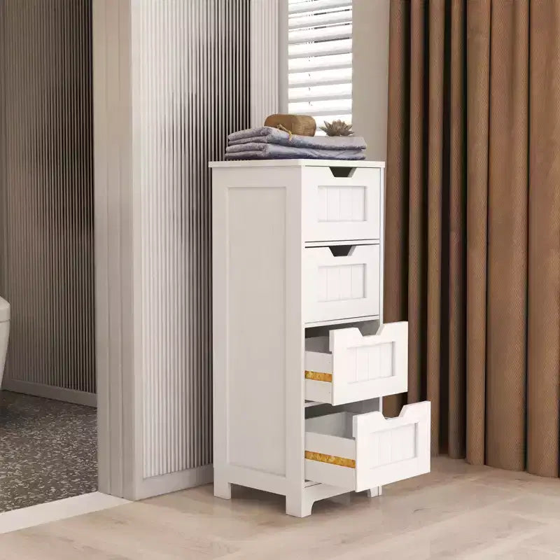 Meuble de rangement pour linge AndMakers, 30 cm L x 30 cm P x 83 cm H, en bois blanc, avec 4 tiroirs
