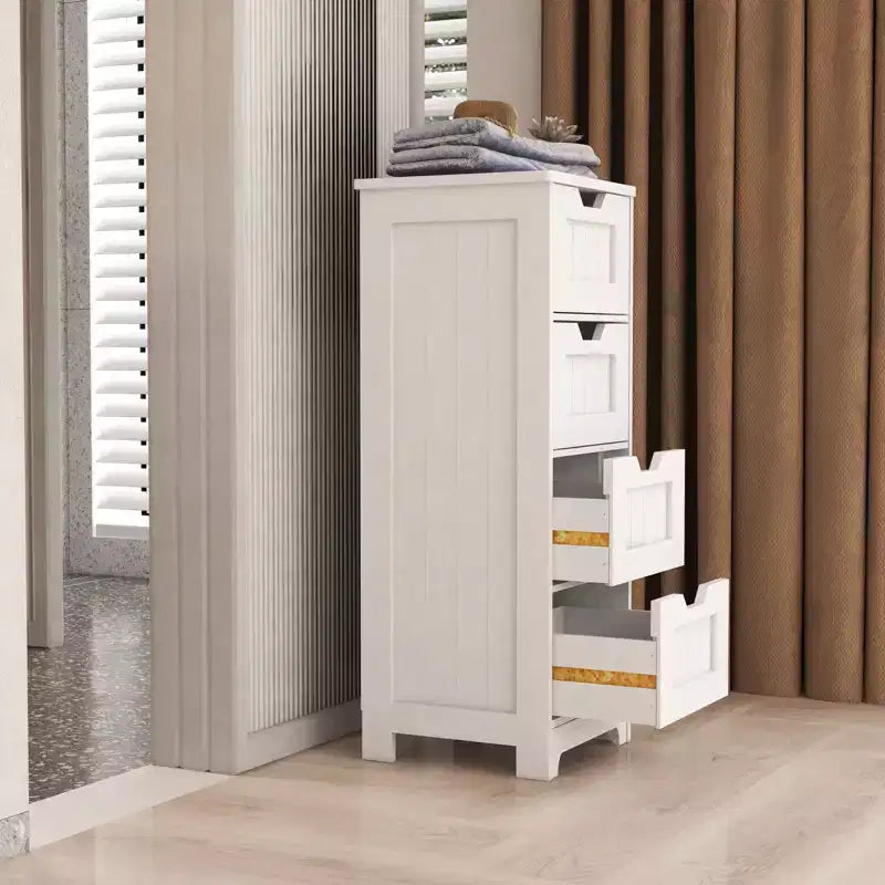 Meuble de rangement pour linge AndMakers, 30 cm L x 30 cm P x 83 cm H, en bois blanc, avec 4 tiroirs