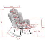 Fauteuil à bascule et planeur rembourré en tissu Teddy, fauteuil d'appoint moderne du milieu du siècle avec dossier haut et oreillers - ModernLuxe