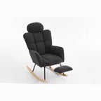 Fauteuil à bascule et planeur rembourré en tissu Teddy, fauteuil d'appoint moderne du milieu du siècle avec dossier haut et oreillers - ModernLuxe