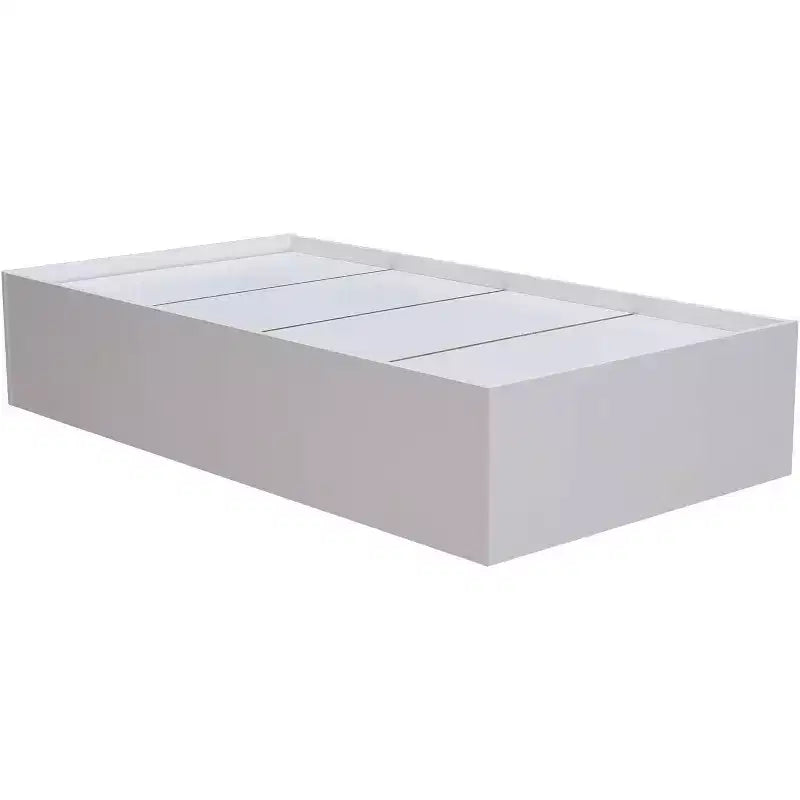 Lit plateforme double en bois avec rangement Kings Brand Furniture, blanc - Meuble de chambre durable et fonctionnel