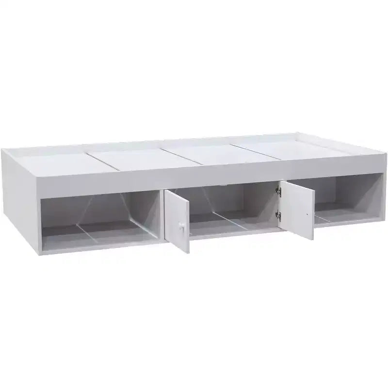 Lit plateforme double en bois avec rangement Kings Brand Furniture, blanc - Meuble de chambre durable et fonctionnel