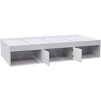 Lit plateforme double en bois avec rangement Kings Brand Furniture, blanc - Meuble de chambre durable et fonctionnel