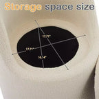 HYLEORY Pouf de maquillage avec rangement, tabouret de vanité rembourré avec dossier pliable, repose-pieds cylindrique moderne pour salon et chambre à coucher