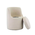 HYLEORY Pouf de maquillage avec rangement, tabouret de vanité rembourré avec dossier pliable, repose-pieds cylindrique moderne pour salon et chambre à coucher