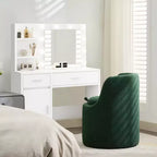 HYLEORY Pouf de maquillage avec rangement, tabouret de vanité rembourré avec dossier pliable, repose-pieds cylindrique moderne pour salon et chambre à coucher
