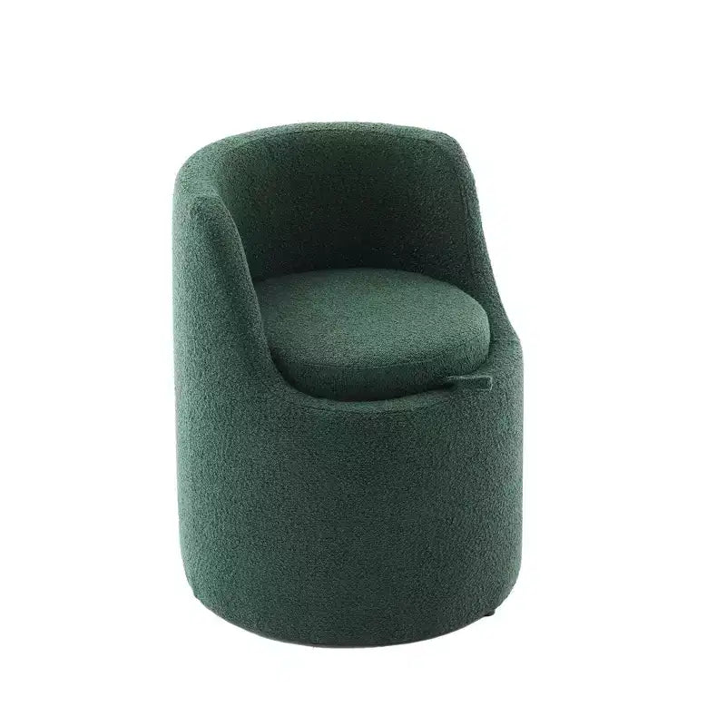 HYLEORY Pouf de maquillage avec rangement, tabouret de vanité rembourré avec dossier pliable, repose-pieds cylindrique moderne pour salon et chambre à coucher