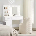 HYLEORY Pouf de maquillage avec rangement, tabouret de vanité rembourré avec dossier pliable, repose-pieds cylindrique moderne pour salon et chambre à coucher