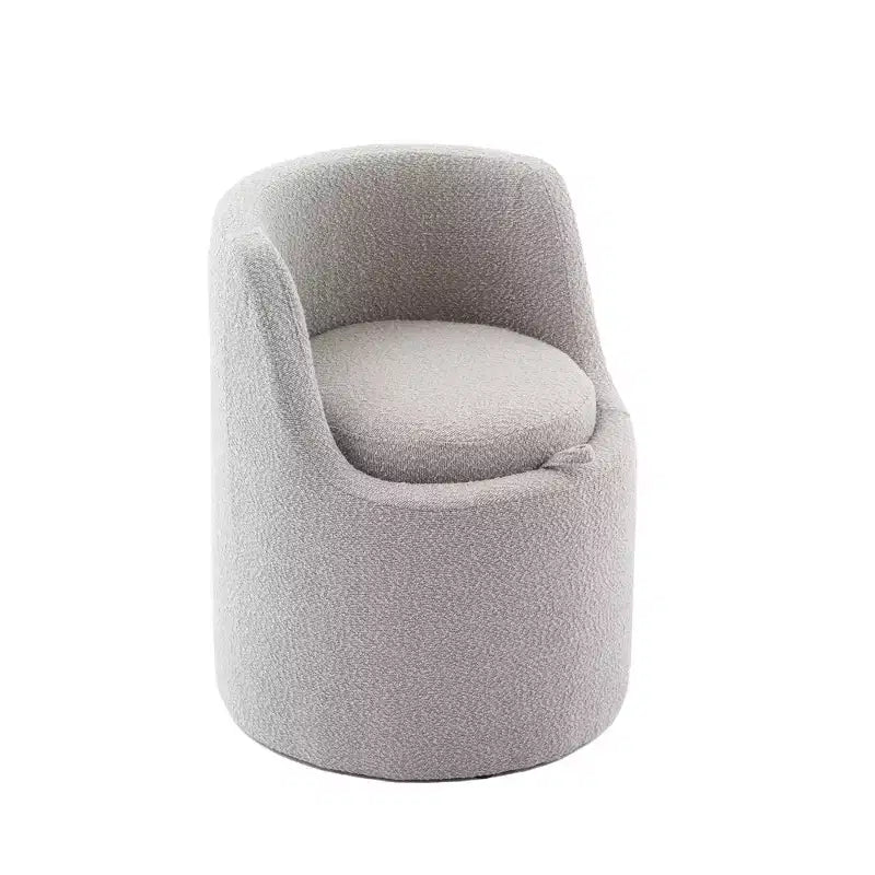 HYLEORY Pouf de maquillage avec rangement, tabouret de vanité rembourré avec dossier pliable, repose-pieds cylindrique moderne pour salon et chambre à coucher